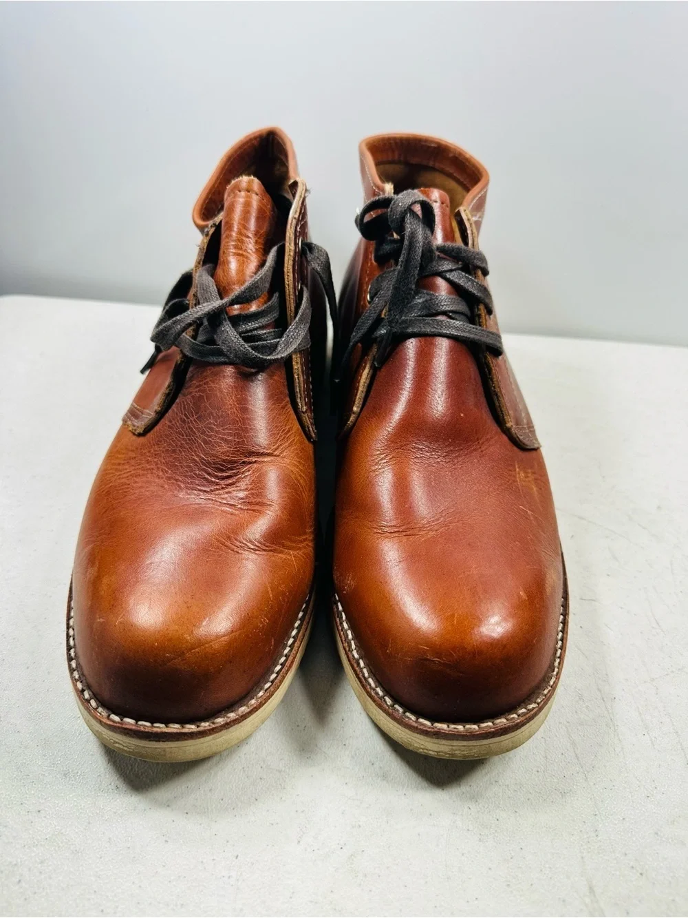 Chippewa Chukka Boots Brown Leather Vibram Soles - Size 13E Wide - Made in USA